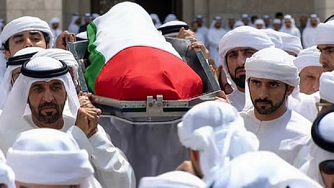 The burial ceremony of Sheikh Ahmed bin Rashid Al Maktoum.