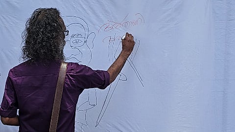 DYFI VD Satheesan friend face drawing competition