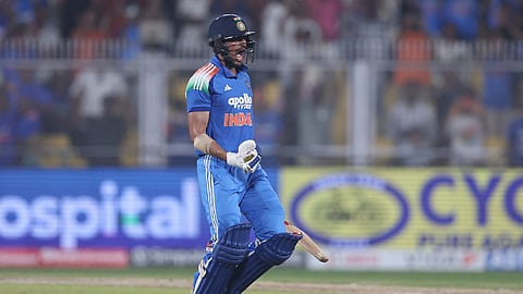 Shubman Gill's celebration after scoring a double century.