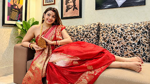 Actress Moksha in a Bengali girl look.