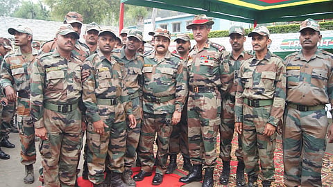 Mohanlal with his colleagues from the Territorial Army.