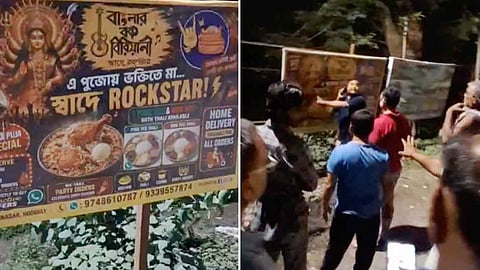 Billboard with Goddess Durga beside biryani sparks row; Bengal BJP MLA