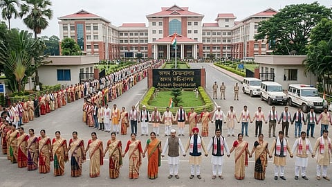 Death of singer zubeen Garg: Human chain formed in front of the Secretariat, demanding punishment for those responsible.