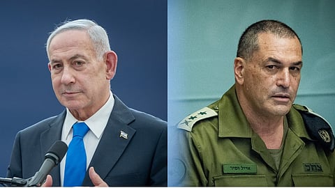 Prime Minister Benjamin Netanyahu (L) and IDF Chief of Staff Eyal Zamir (R).