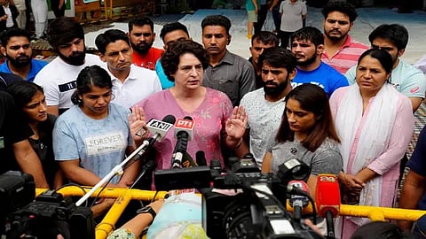 Priyanka Gandhi meets protesting wrestlers at Jantar Mantar, expresses solidarity