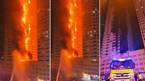 Fire engulfs high-rise in United Arab Emirates. No reports of injuries