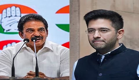 Raghav Chadha (right) of the AAP