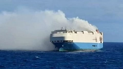 Cargo Ship that caught fire in the North Sea