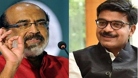 CPIM leader Thomas Isaac (L) and Congress MLA Mathew Kuzhalnadan (R)