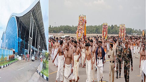 "Arattu" procession of Sree Padmanabhaswamy temple through Thiruvananthapuram Airport