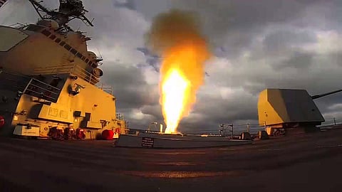 Missile firing near USS Mason
