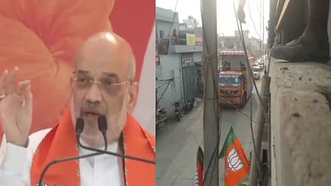 Amit Shah escapes narrowly as his vehicle comes in contact with power cable in Rajasthan's Nagaur