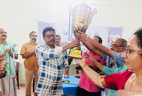 "Pro-Vice Chancellor of Himalayan University, Prof. Dr. Prakash Divakaran, receiving the award established in memory of Prof. Abdul Majeed."