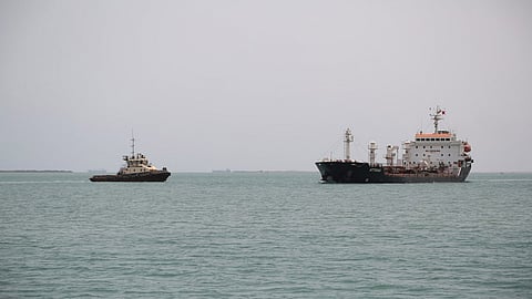 The cargo ship in the Red Sea