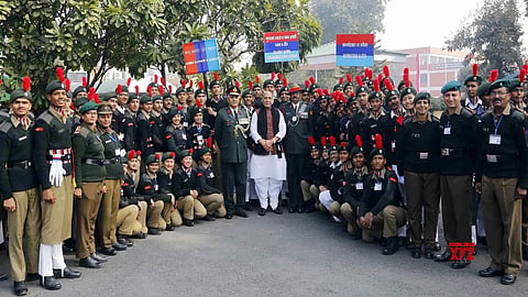 Defence Minister Rajnath Singh at the NCC Republic Day camp