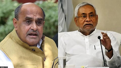 Janata Dal (U)'s  spokesperson K C Tyagi and Bihar CM Nitish Kumar.