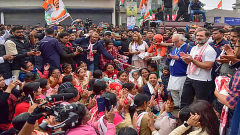 Rahul Gandhi during Bharat Jodo Nyay Yatra in Assam