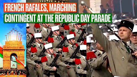 French marching contigent during India's 75th Republic Day parade