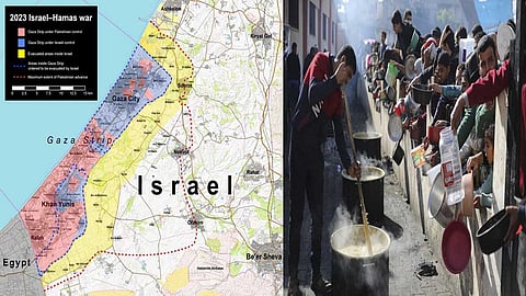 Geographic view of Israel - Hamas war (L). A view from Gaza south.