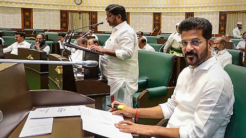 CM Revanth Reddy attending Telangana Assembly session.