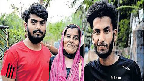 Hiker R Babu with his mother and brother