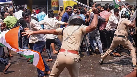 Kerala police lathi charges on Youth Congress workers in Wayanad