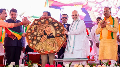 Union Home Minister Amit Shah being felicitated during the 'Yuva Sammelan' in Jalgaon, Maharashtra, Tuesday, March 5, 2024.
