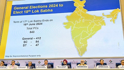 Election commissio0n presenting the poll schedule 2024.