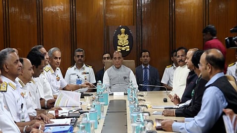  Defence Minister Rajnath Singh attends naval commanders' conclave