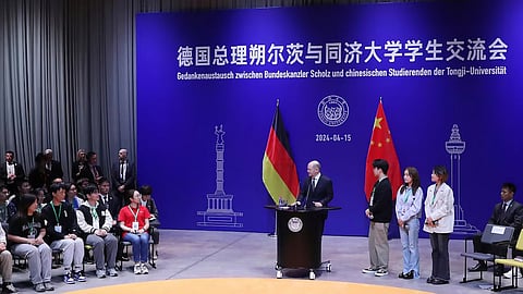 German Chancellor Olaf Scholz attends press conference during his visit in China