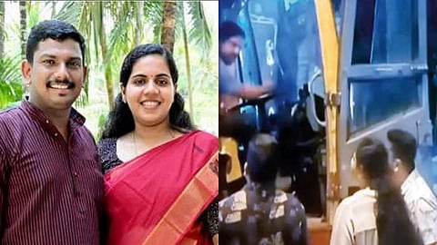 Thiruvananthapuram Mayor Arya Rajendran with her husband argues with KSRTC driver
