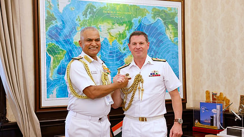 Navy Chief Admiral R Hari Kumar and his Australian counterpart Vice Admiral Mark Hammond