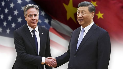 US Secretary of State Antony Blinken with Chinese President Xi Jinping