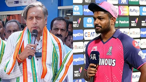 Congress MP Shashi Tharoor and Sanju Samson, the wicketkeeper-batter