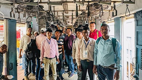 Poll officials being dispatched aboard a train to maoist-hit areas of Singhbhum Lok Sabha constituency, ahead of the fourth phase of Lok Sabha elections. 
