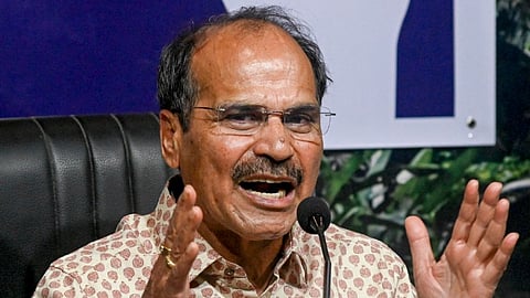 West Bengal Congress President Adhir Ranjan Chowdhury addresses the media, in Kolkata, Thursday, May 16, 2024.