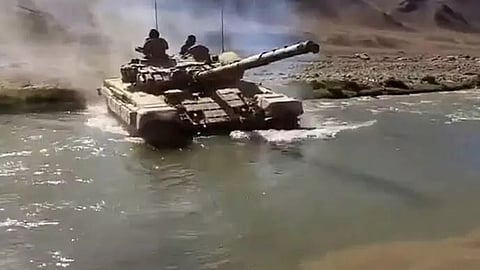Accident during Army tank exercise of river crossing