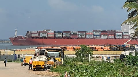 Container ship, 'San Fernando', from China, berthed at Kerala's Vizhinjam International Seaport Limited (VISL) on Thursday