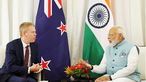 PM Narendra Modi and his New Zealand counterpart Christopher Luxon