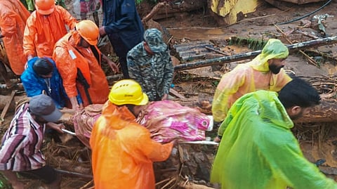 Rescue operation underway following landslides in the hilly areas of Wayanad district, Kerala, Tuesday, July 30,