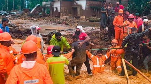 Rescue operation underway following landslides in the hilly areas of Wayanad district, Kerala