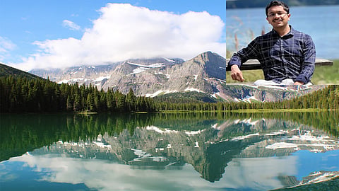 Siddhant Vitthal Patil on the bank of Glacier National Park, Montana 