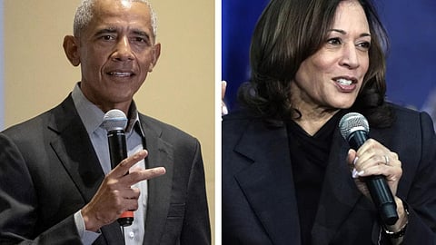 Former President Barack Obama and Vice President Kamala Harris