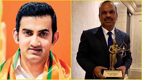 Gautam Gambhir and his childhood coach Sanjay Bharadwaj.