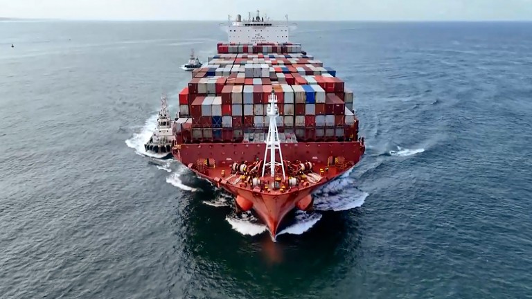 Chinese cargo vessel 'San Fernando' arrives at the Vizhinjam international sea port, marking the first container ship's arrival at the newly-built port, in Thiruvananthapuram, Thursday, July 11, 2024. 