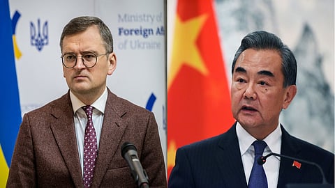 Ukraine's Foreign Minister Dmytro Kuleba and his Chinese counterpart Wang Yi