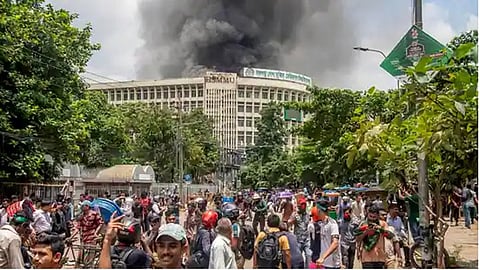 Protesters storms inside the Bangladesh PM's palace