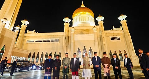 Prime Minister Narendra Modi during a visit to Omar Ali Saifuddien Mosque, in Bandar Seri Begawan, Brunei, Tuesday, Sept. 3, 2024.