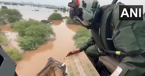 Airdropping of food, water begins in flood-hit Vijayawada   