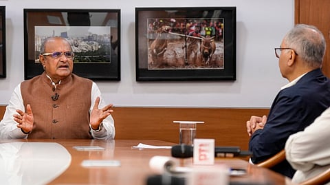 JD(U) General Secretary and former MP KC Tyagi speaks during an interview with PTI, in New Delhi, Wednesday, Sept. 4, 2024.